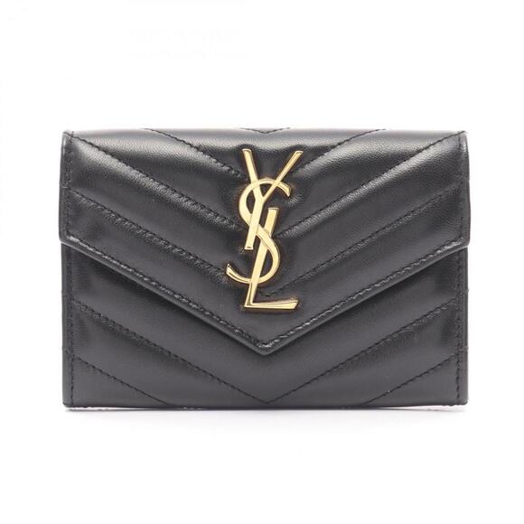 SAINT LAURENT Black Monogram Leather Wallet - Picture 1 of 5
